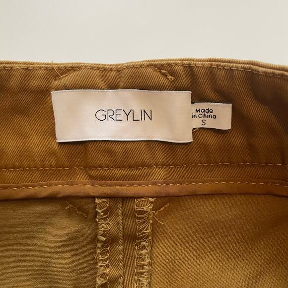 Anthropologie Greylin Size S Mustard Brown Wide Leg Pants Cropped - Picture 3 of 7